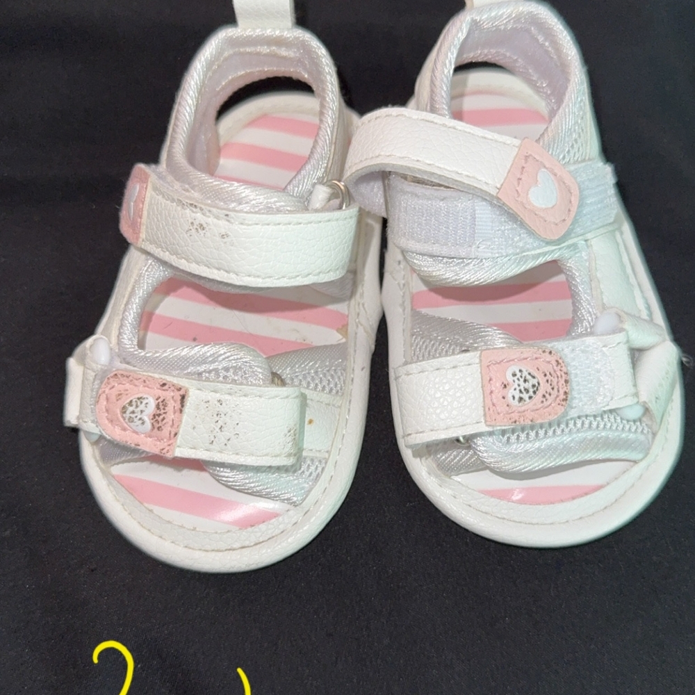 White and Pink Kids Sandals EUC